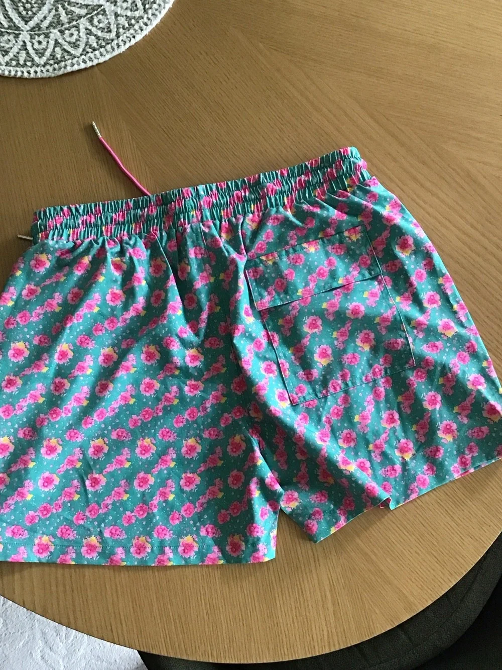 Strawberry Milk Mob Teal Shorts with Pink Floral Print